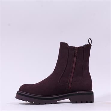 Rieker Gusset Ankle Boot With Side Zip - Mulberry